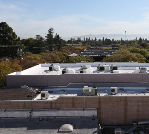 Mechanical equipment on a commercial roof