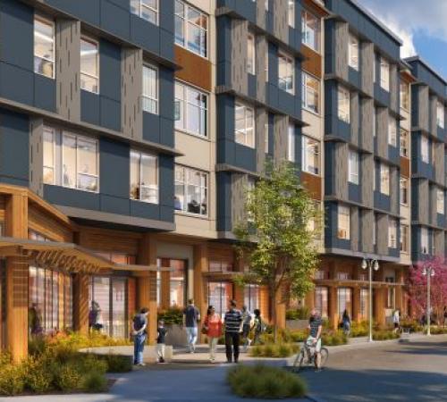Rendering of 330 Distel, an all-affordable housing development