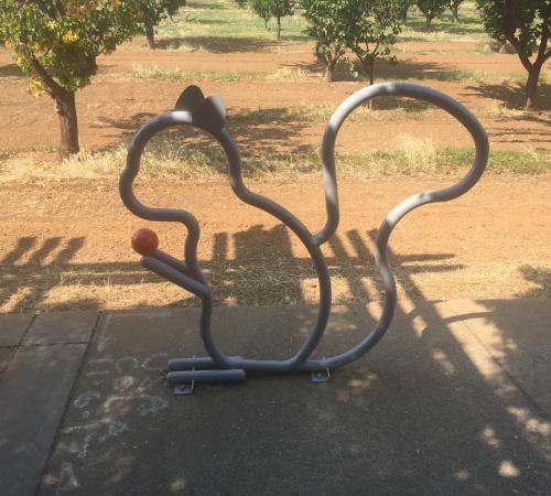 Artistic Bike Rack in the shape of a squirrel 