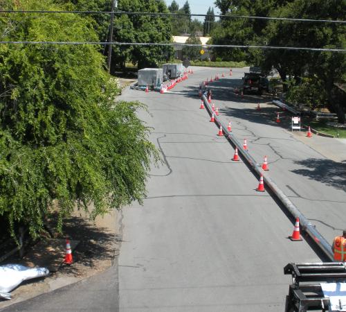 aerial shot of a street