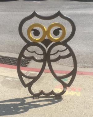 Artistic Bike Rack in the shape of an owl