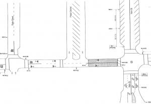 Map of First Street closure: Main Street to Plaza Central