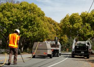 Maintenance Crews performing street crack sealing