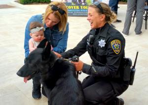 Officer Tannock and K-9 partner Lord with community members