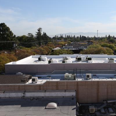 Mechanical equipment on a commercial roof